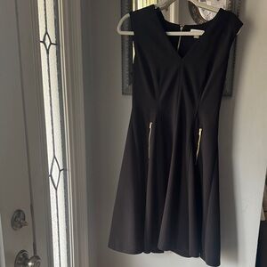 Calvin Klein Black Mini Dress with Gold Accents